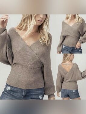 Love Tree Woman's Tight Knit Brown
Long Dolman Sleeve Sweater